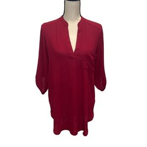 22. LUSH Cranberry Pocket Front Blouse